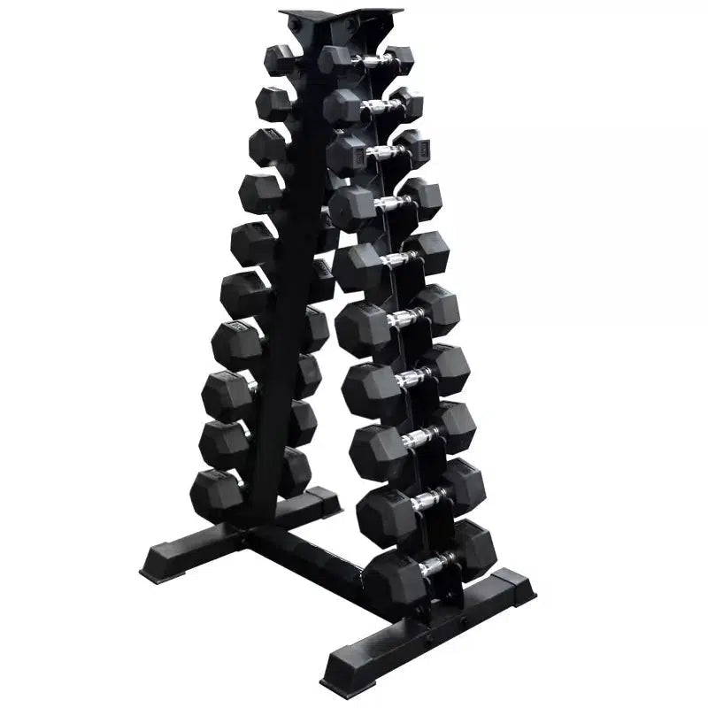 Photo of 1kg to 10kg Dumbbell set on Tree shaped Storage rack on a white background