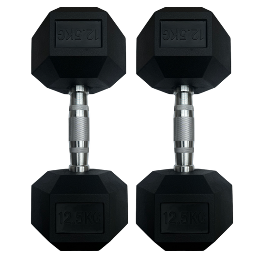 Pair of 12.5kg hex dumbbells