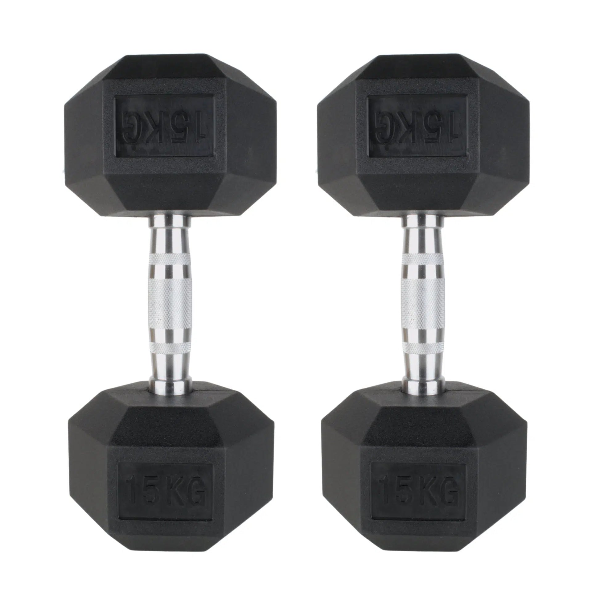 Photo of  15kg  dumbbells on white background