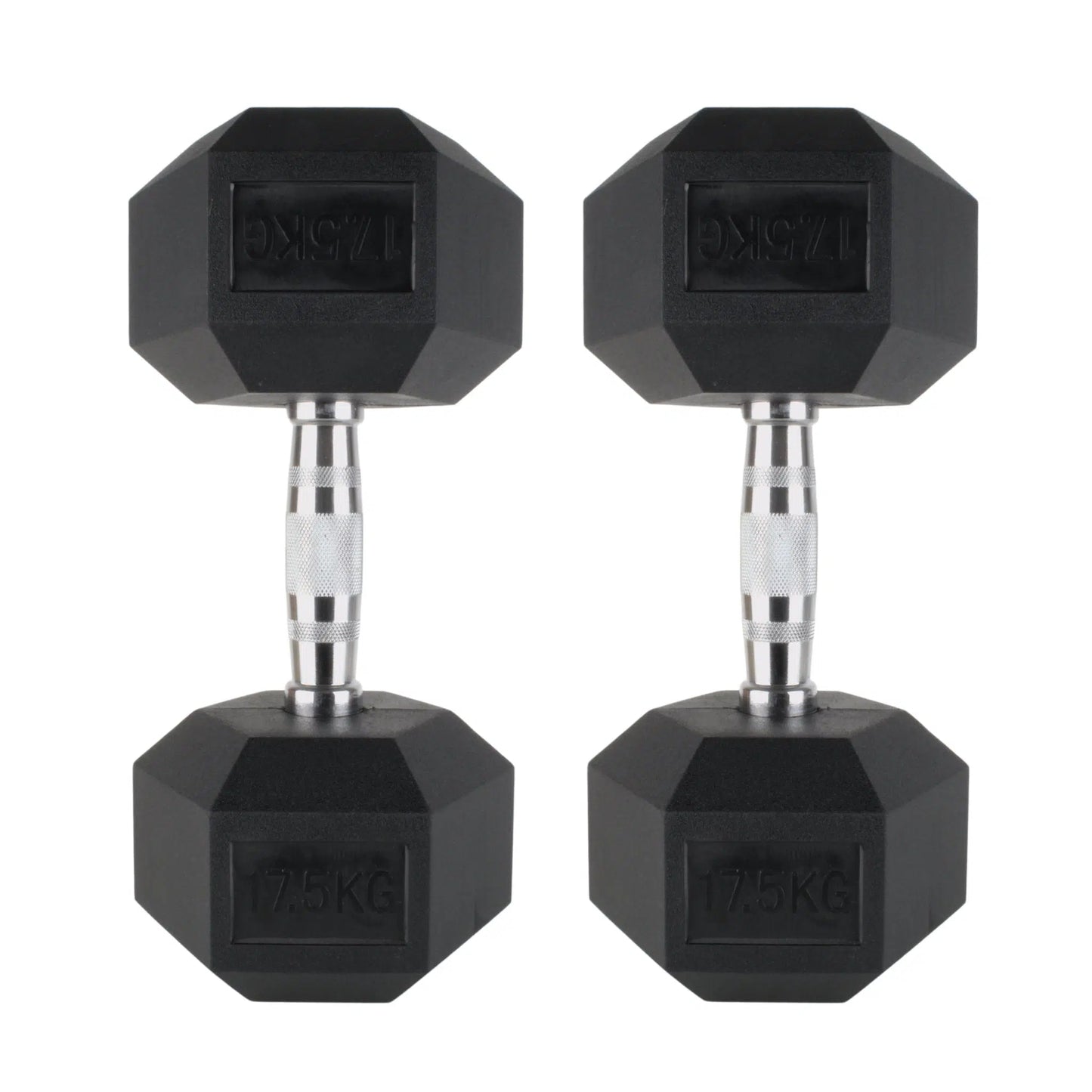 Photo of  17.5kg  dumbbells on white background