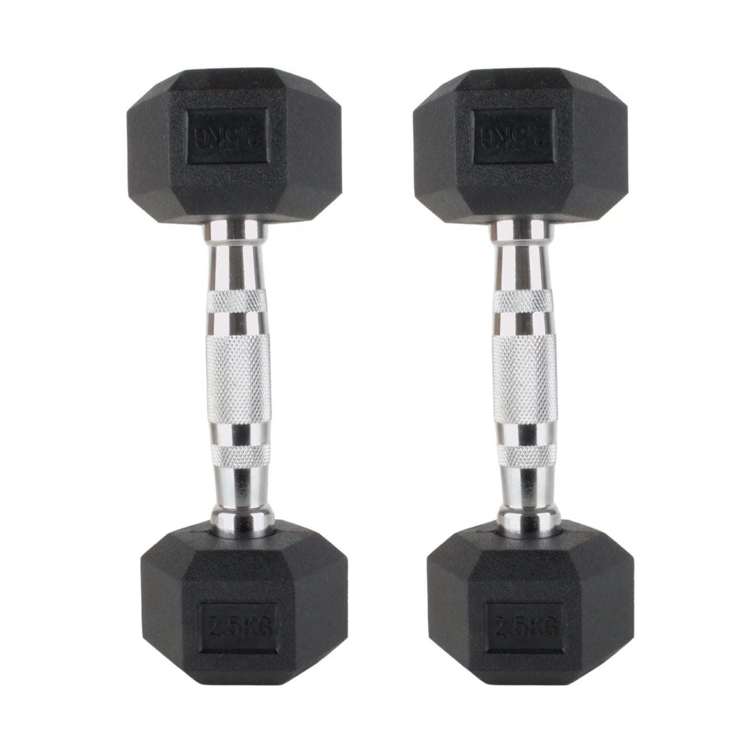 Photo of  2.5kg Hex dumbbells on white background