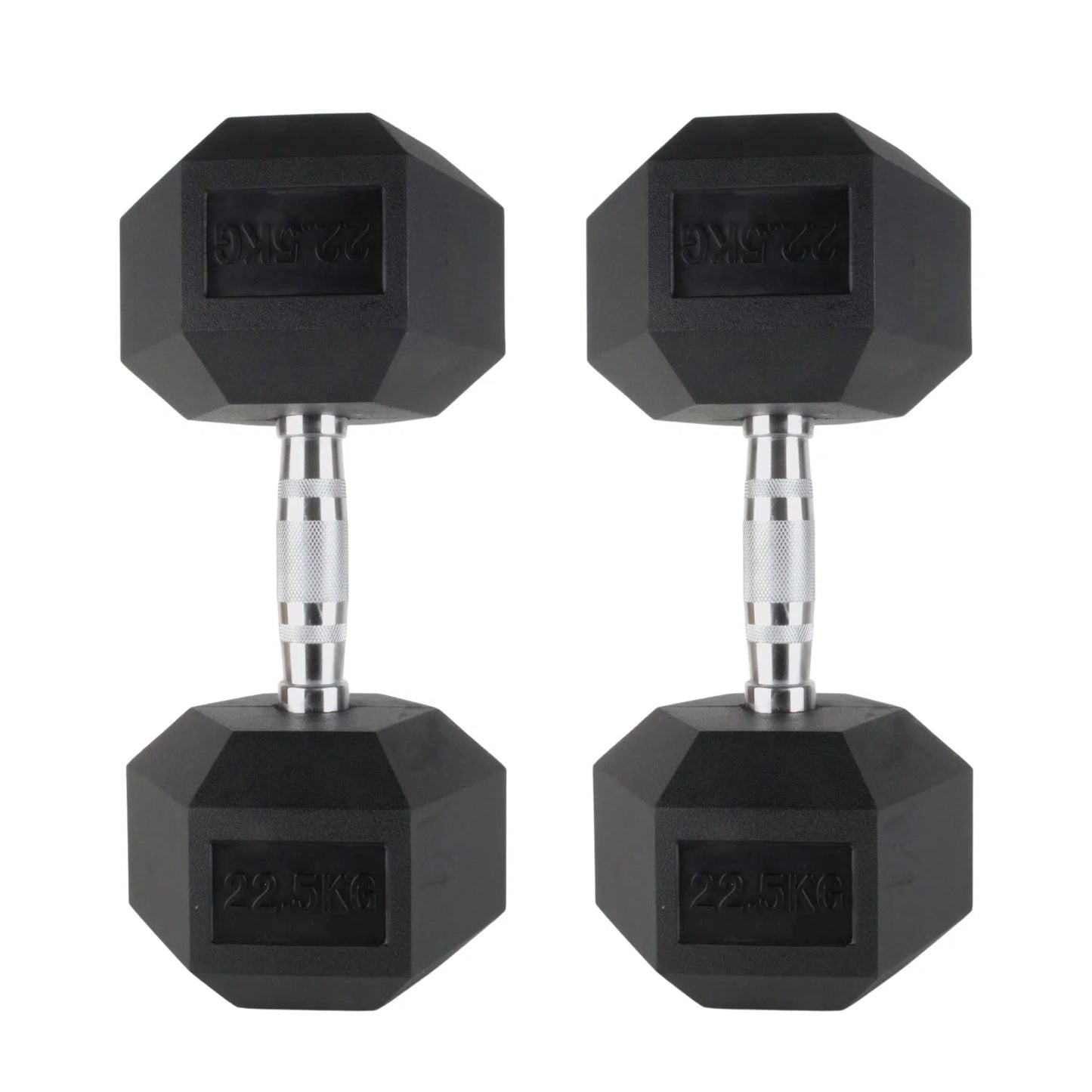 Photo of  22.5kg  dumbbells on white background