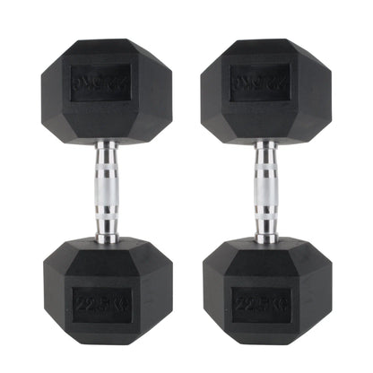 Photo of  22.5kg  dumbbells on white background