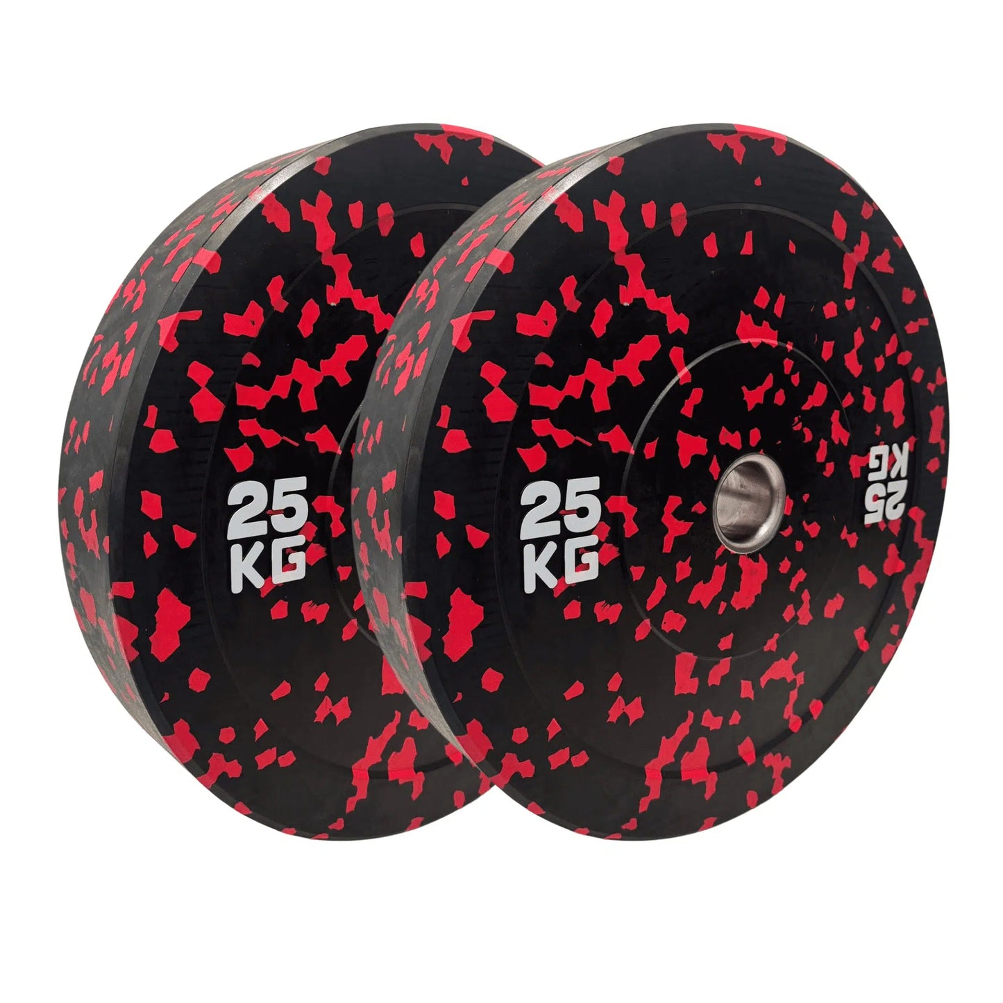 photo of  a pair of 25kg colour flecked bumper plates