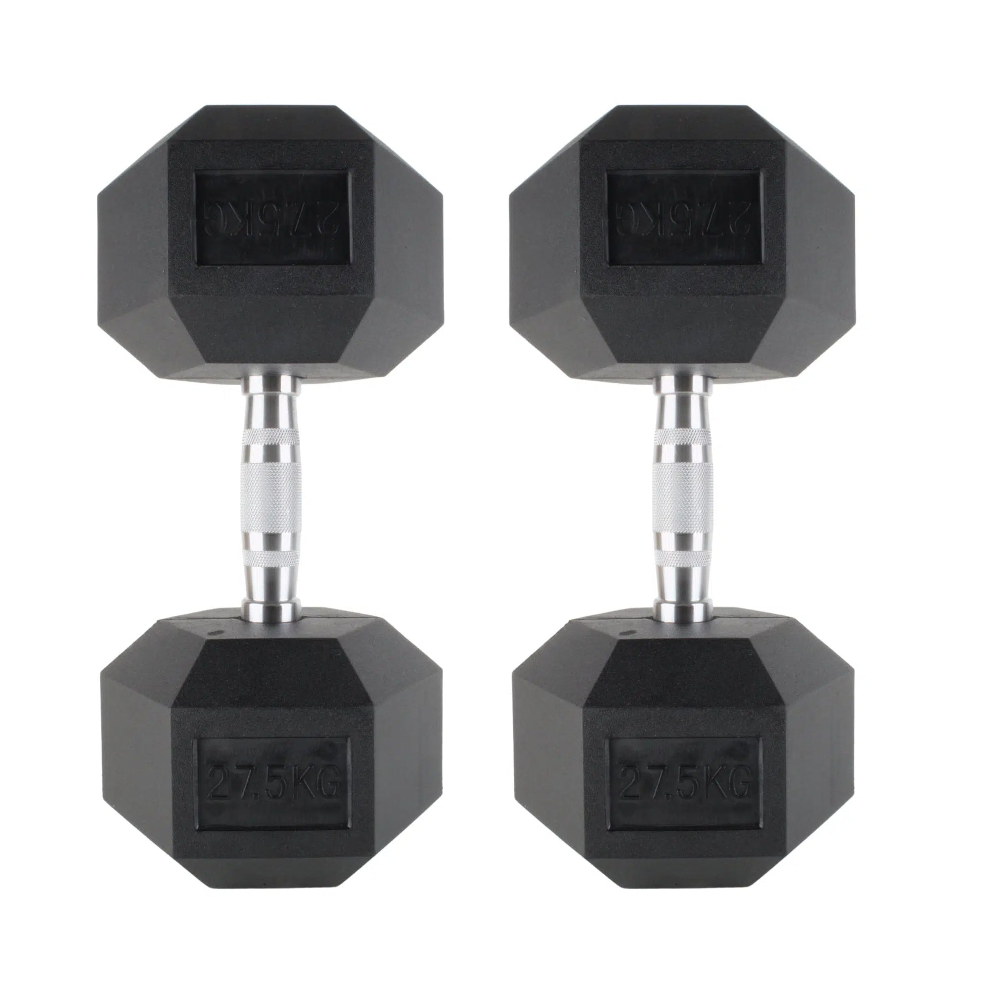 Photo of  27.5kg  dumbbells on white background