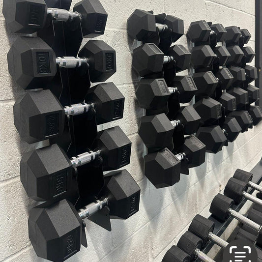 photo of wall mounted dumbbell racks