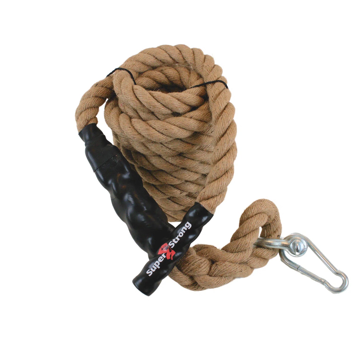 Picture of a 9m climbing rope on a white background