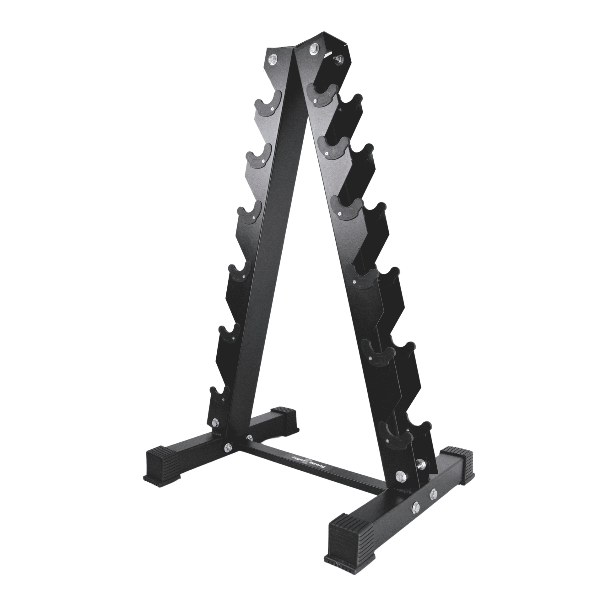 image of tree rack for  6 pair of hex dumbbells