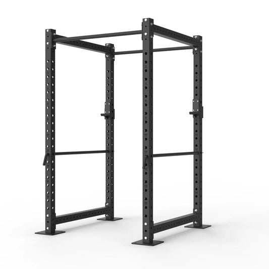 Image of a Garage power rack with straight pull up bar on a white background.