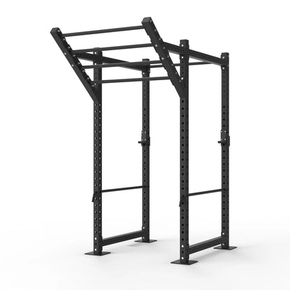 Image of Power rack with a wing pull up bar on a white background