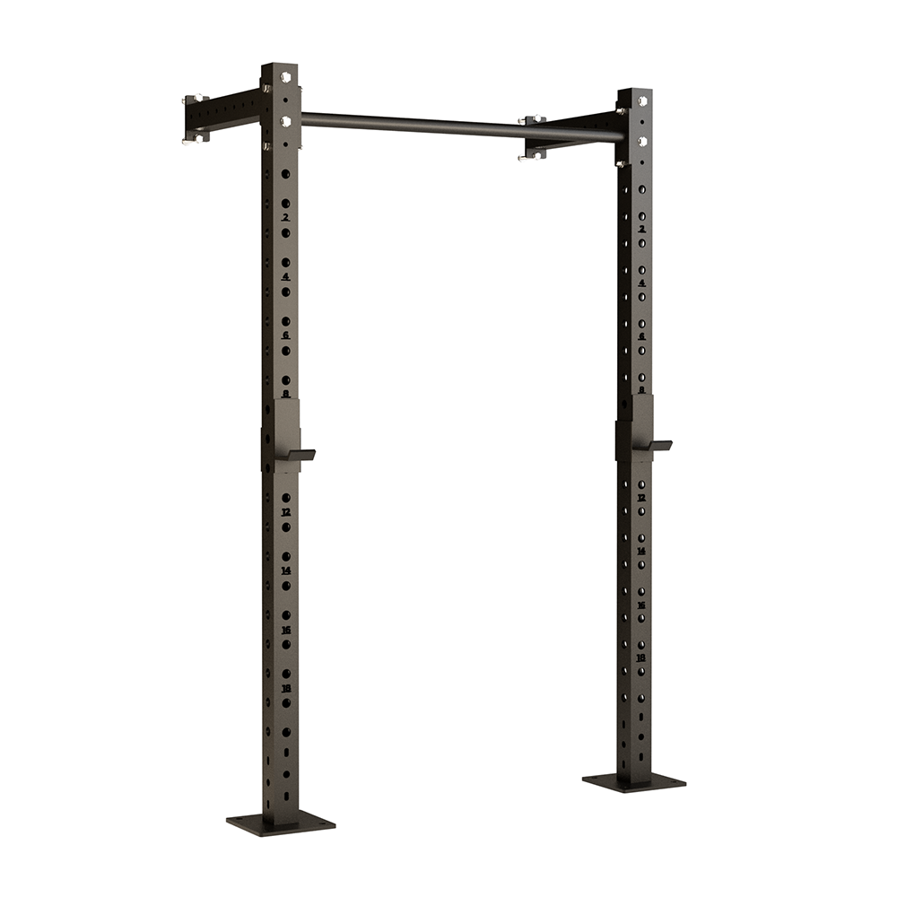 product picture of wall mounted squat rack on white background