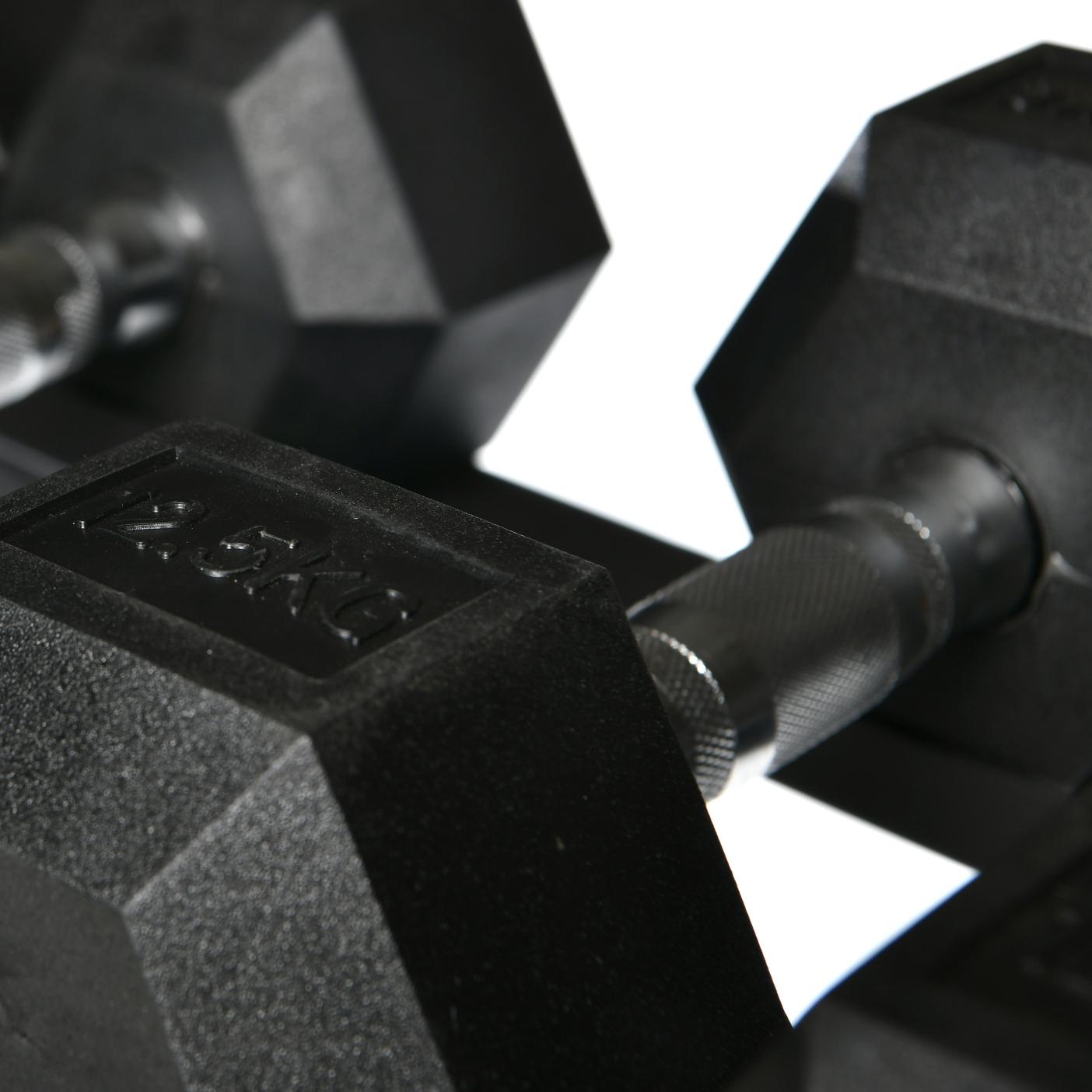 Hex Dumbell Set - 2.5kg-30kg. 12 pairs increments of 2.5kg