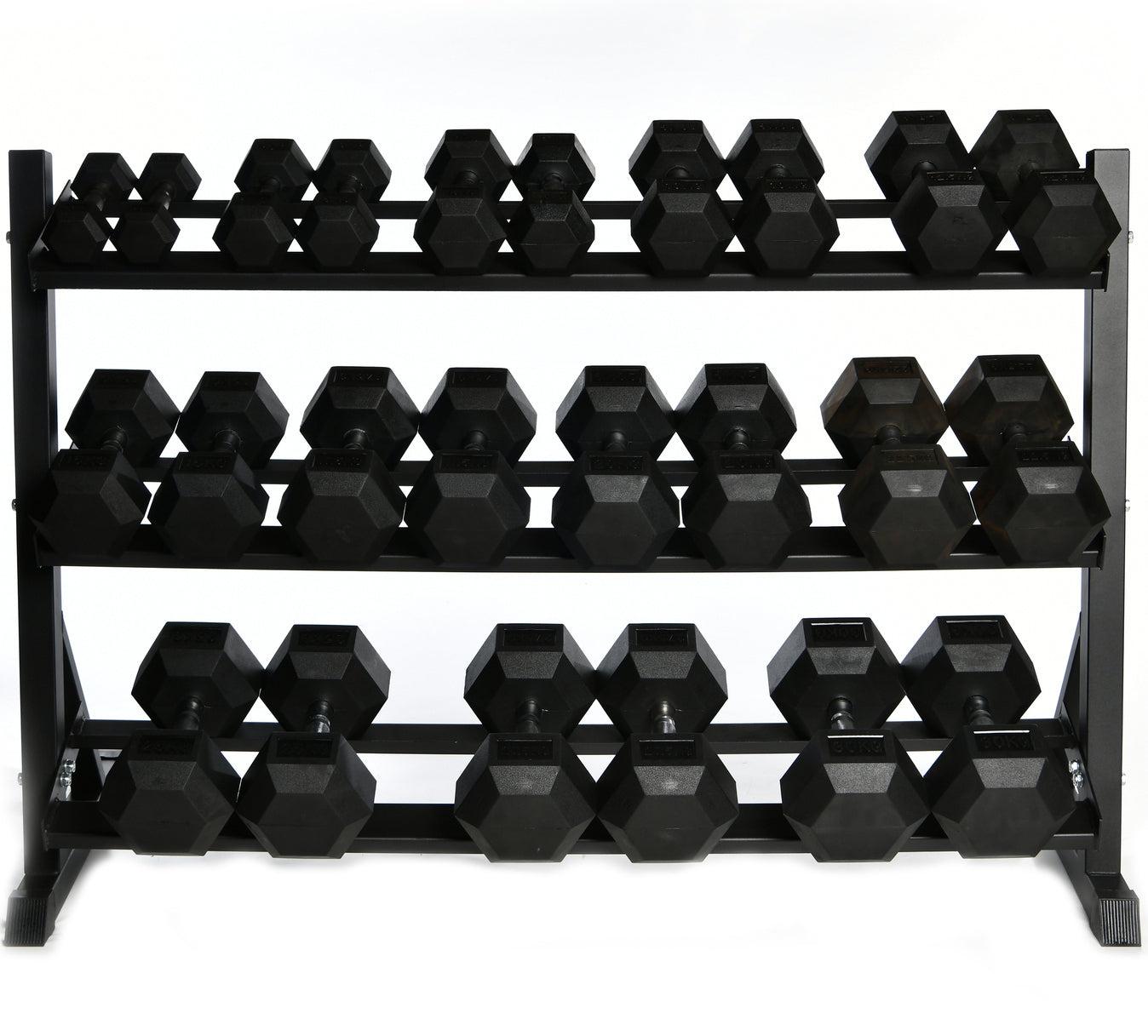 Hex Dumbell Set - 2.5kg-30kg. 12 pairs increments of 2.5kg