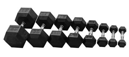 Hex Dumbell Set - 2.5kg-30kg. 12 pairs increments of 2.5kg